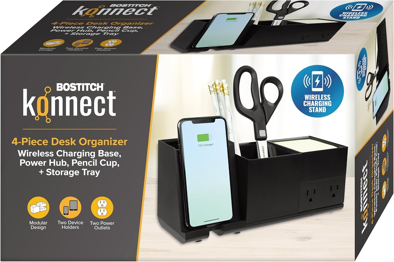 image:imageBostitch Konnect Qi Certified Wireless Charging Desk Accessory Kit with Pencil CupsBlack