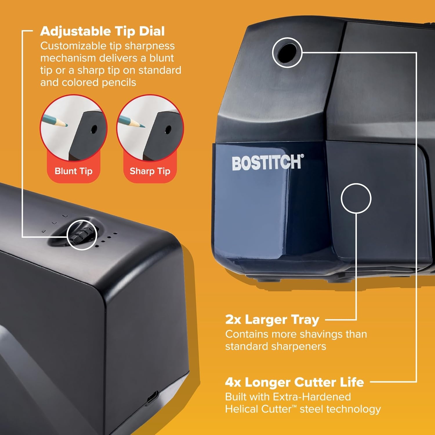 image:imageBostitch Konnect Rechargeable Battery Pencil Sharpener for KT2 Desk Organizer No2Colored Pencils BlackBlack