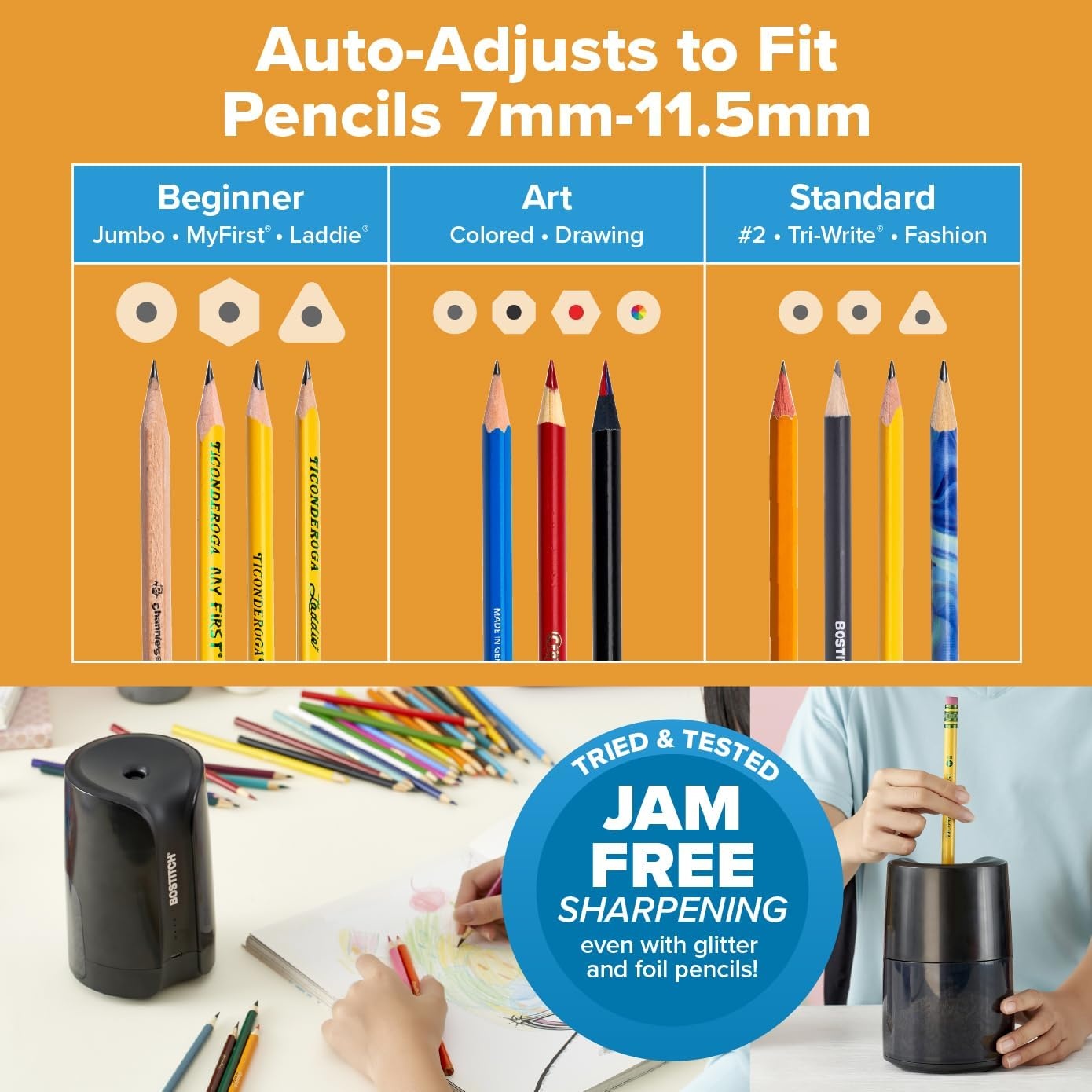 image:imageBostitch Konnect Rechargeable Battery Pencil Sharpener for KT2 Desk Organizer No2Colored Pencils BlackBlack