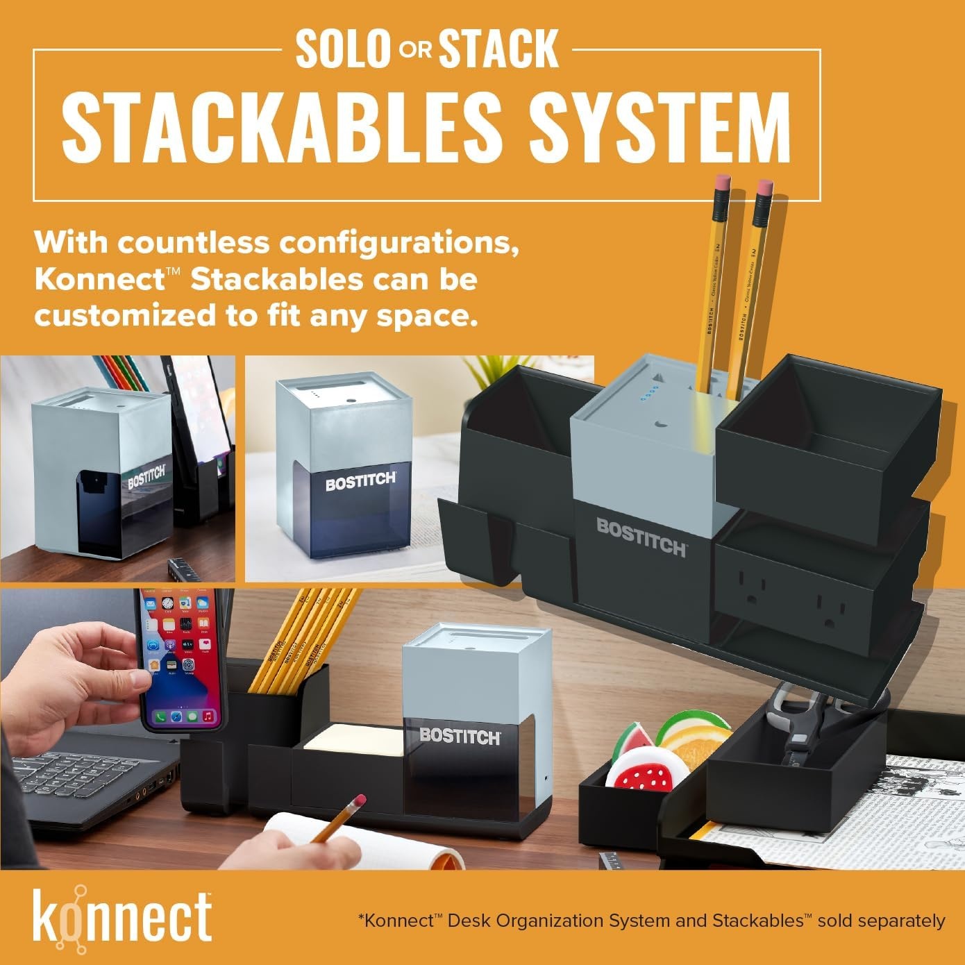 image:imageBostitch Konnect Rechargeable Battery Pencil Sharpener for KT2 Desk Organizer No2Colored Pencils BlackGray