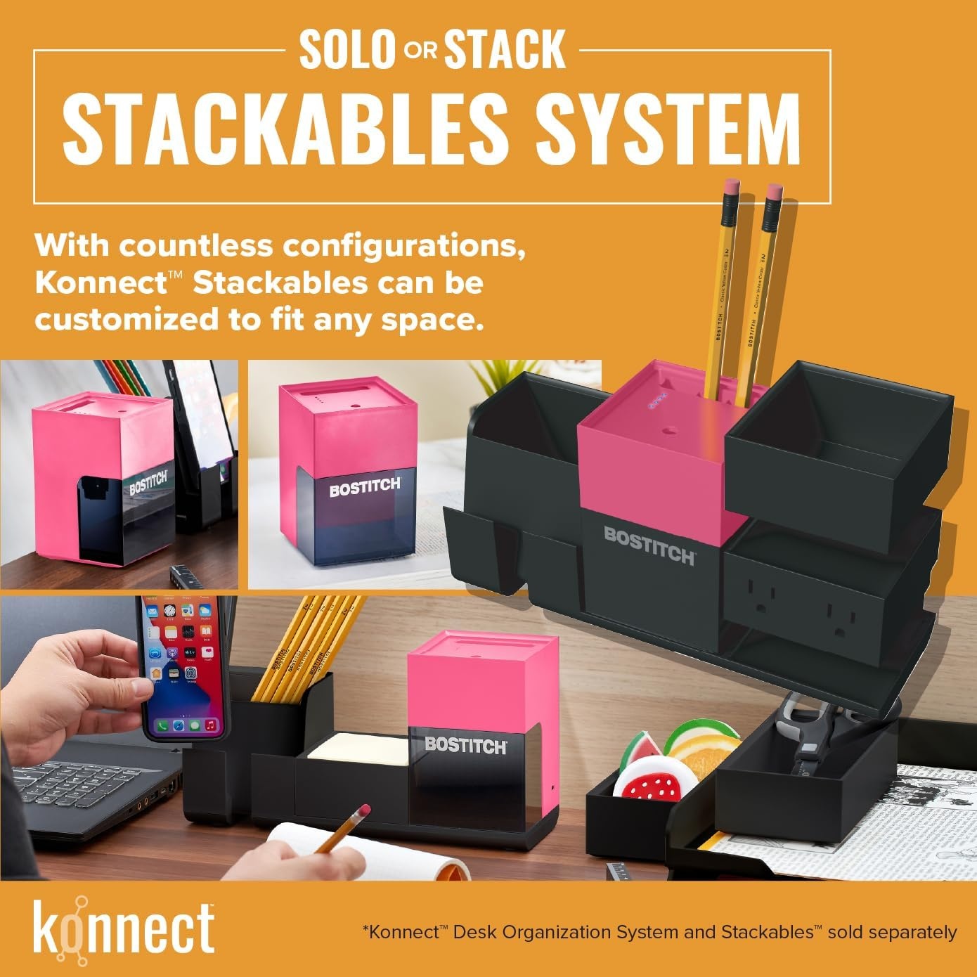 image:imageBostitch Konnect Rechargeable Battery Pencil Sharpener for KT2 Desk Organizer No2Colored Pencils BlackPink
