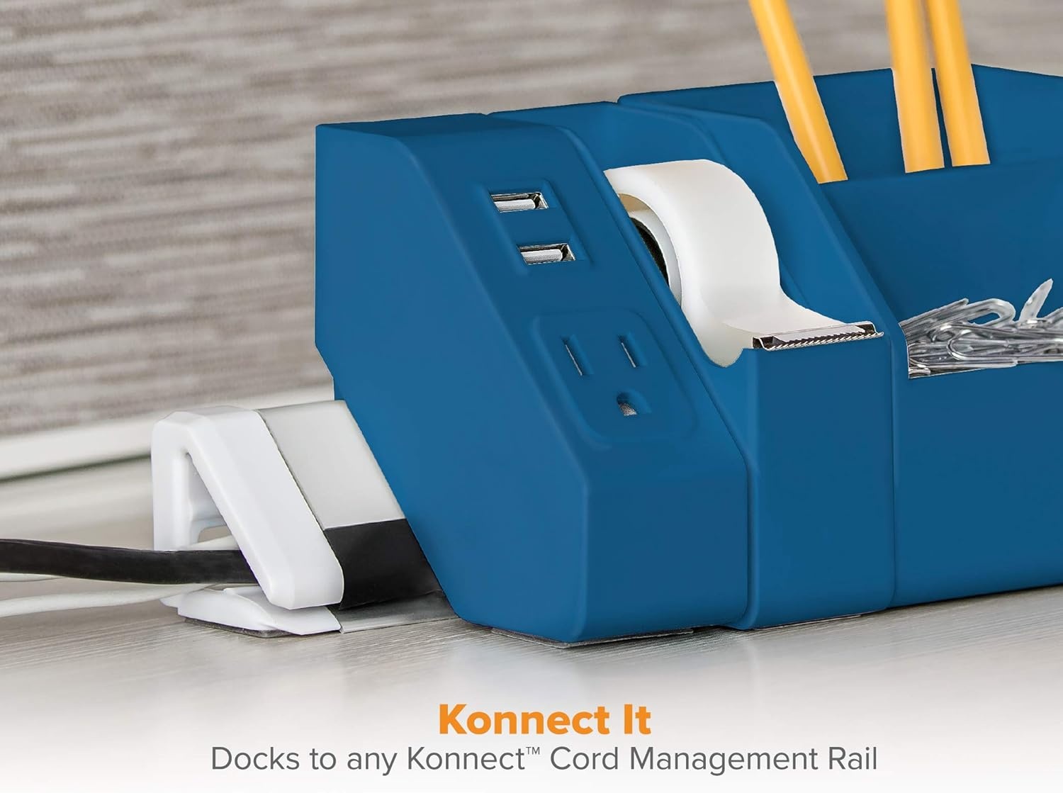 image:imageBostitch Office Desktop Power USB Hub 2 USB Ports 120V Power Outlet Gray KTPOWERGRAYBlue