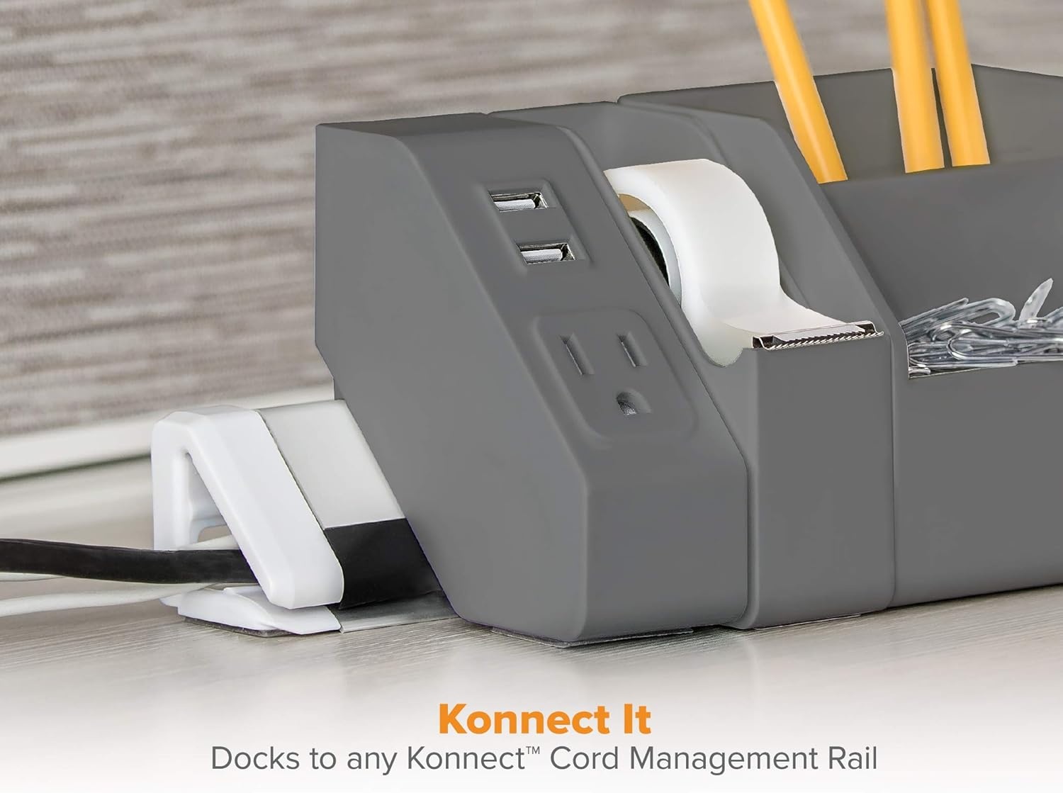 image:imageBostitch Office Desktop Power USB Hub 2 USB Ports 120V Power Outlet Gray KTPOWERGRAYGray