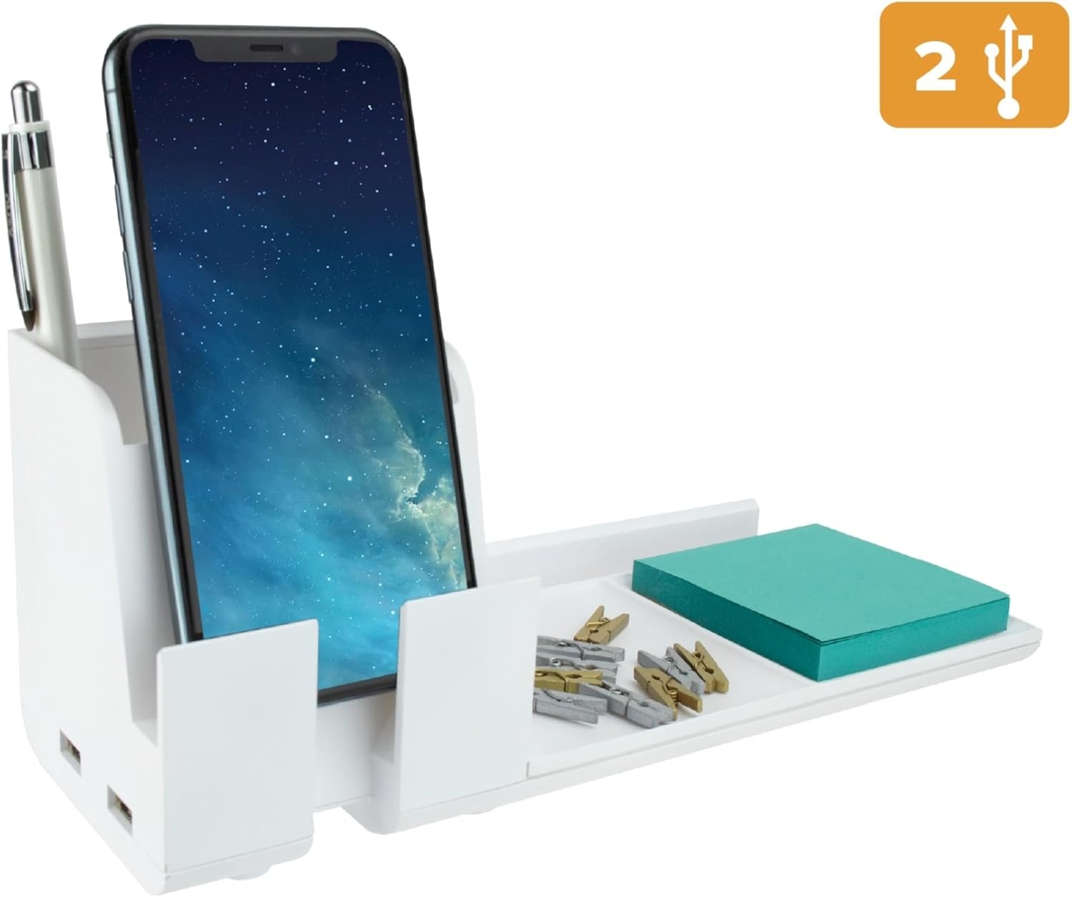 image:imageBostitch Office Konnect Charging Station Desk Organizer Base USB Phone Stand Compatible with Cell Phones amp Tablets White KT2BASEPHONEWHT