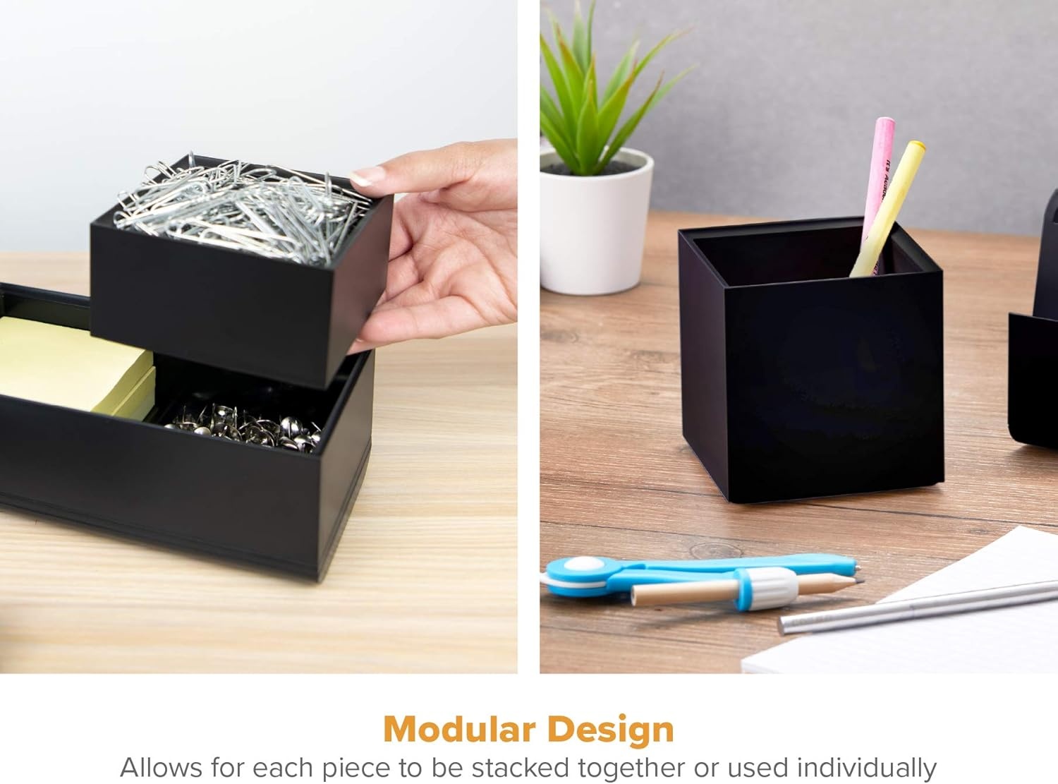 image:imageBostitch Office Konnect Pencil Cup Desk Organizer Pen Cup 2Pack BlackBlack