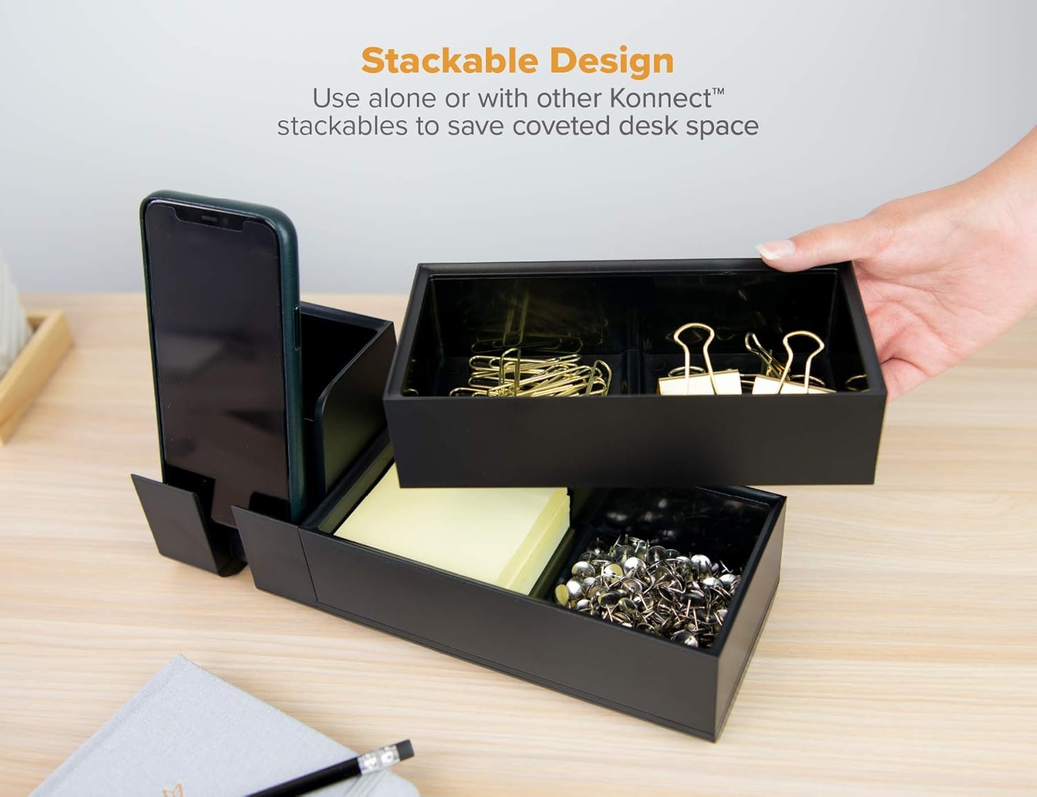 image:imageBostitch Office Konnect Pencil Cup Desk Organizer Pen Cup 2Pack BlackBlack