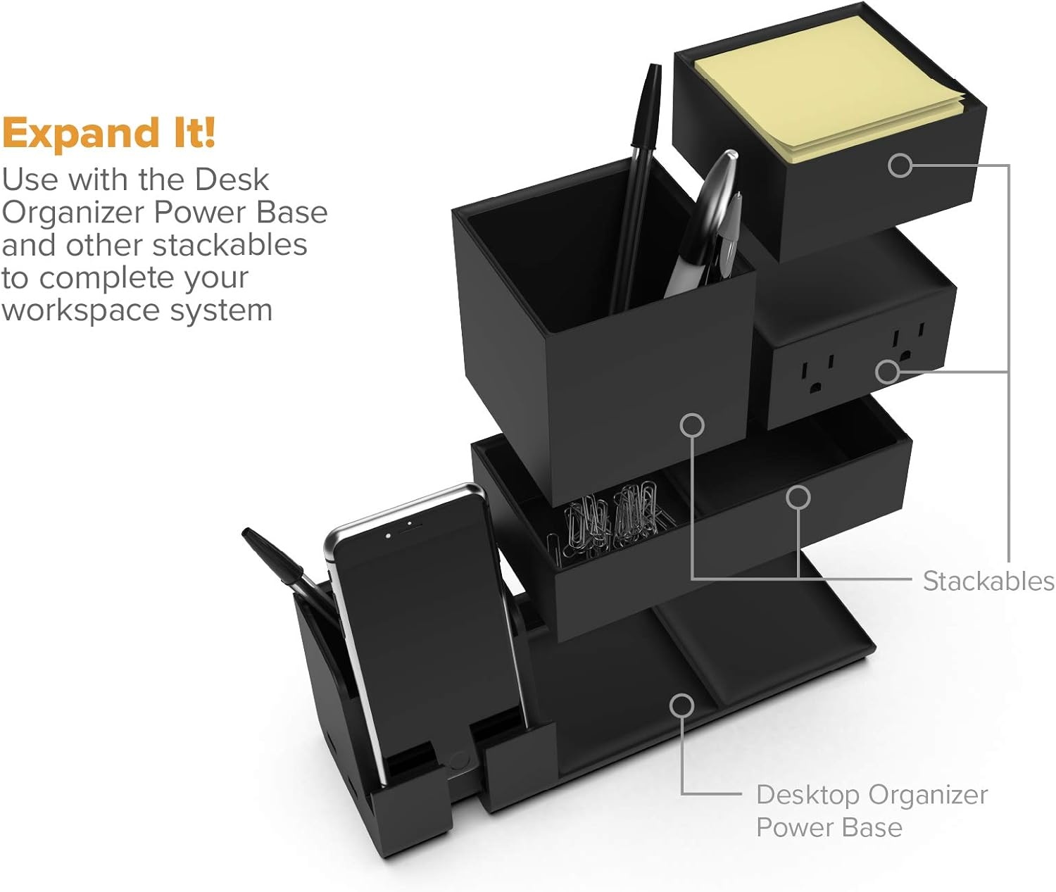 image:imageBostitch Office Konnect Pencil Cup Desk Organizer Pen Cup 2Pack BlackBlack