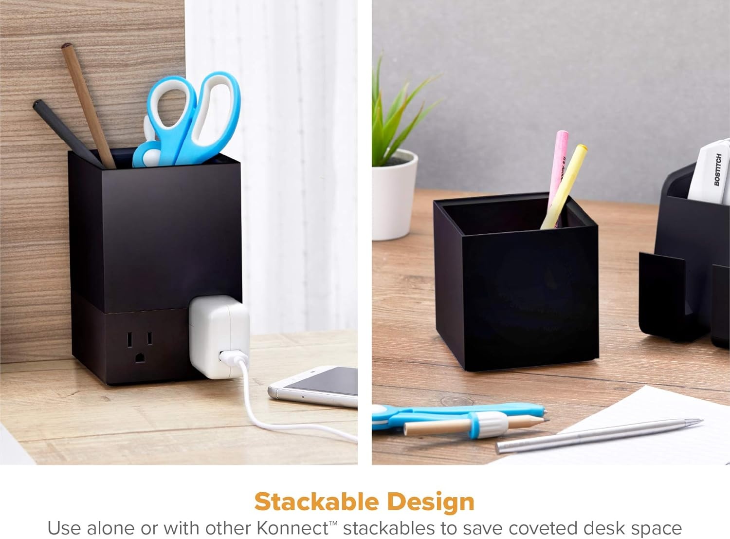 image:imageBostitch Office Konnect Pencil Cup Desk Organizer Pen Cup 2Pack BlackBlack