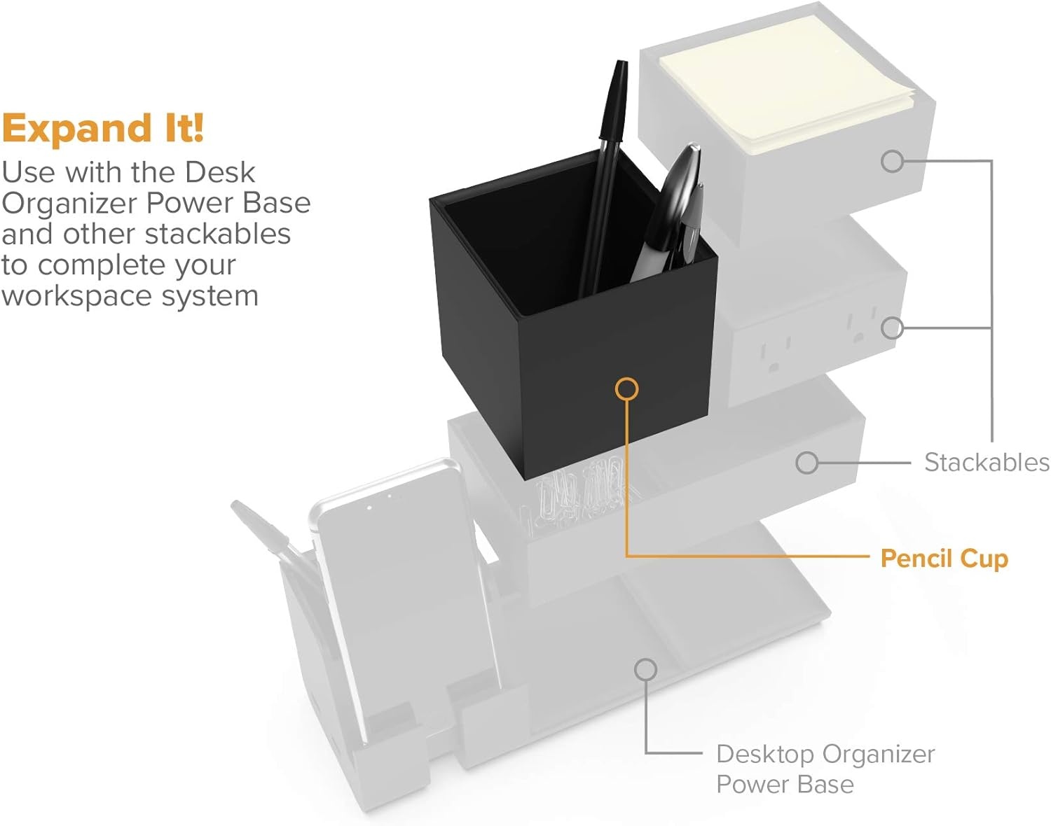 image:imageBostitch Office Konnect Pencil Cup Desk Organizer Pen Cup 2Pack BlackBlack