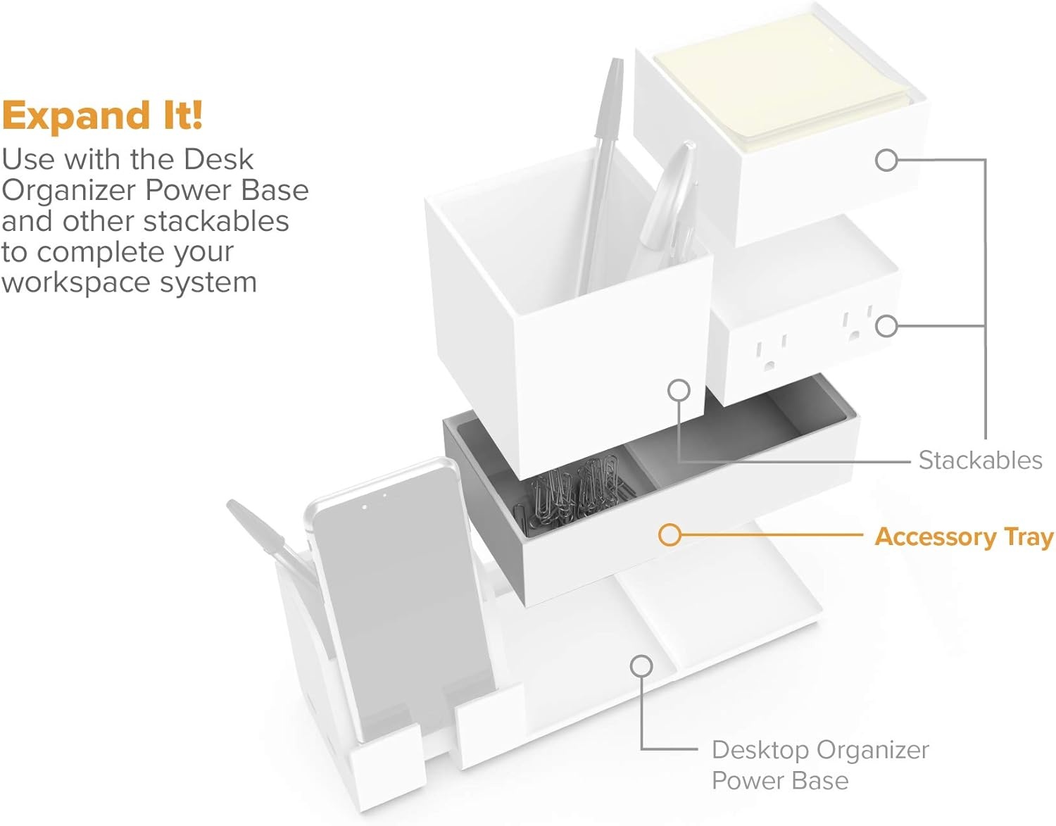 image:imageBostitch Office Konnect Pencil Cup Desk Organizer Pen Cup 2Pack BlackWhite
