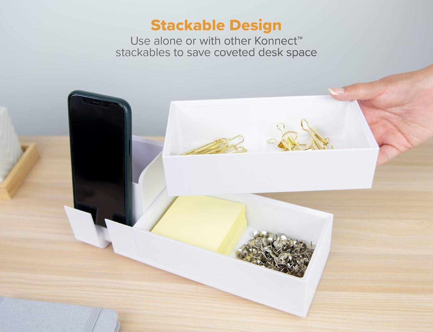image:imageBostitch Office Konnect Pencil Cup Desk Organizer Pen Cup 2Pack BlackWhite