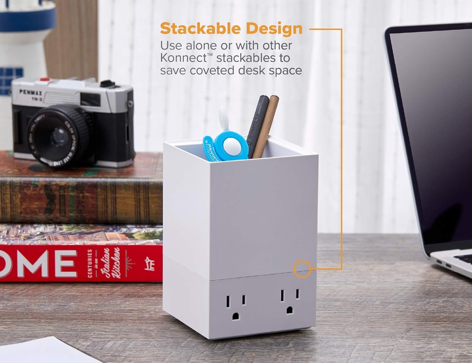 image:imageBostitch Office Konnect Pencil Cup Desk Organizer Pen Cup 2Pack BlackWhite