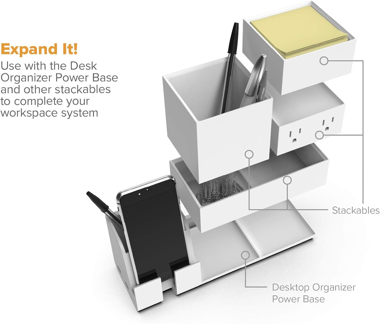 image:imageBostitch Office Konnect Pencil Cup Desk Organizer Pen Cup 2Pack BlackWhite