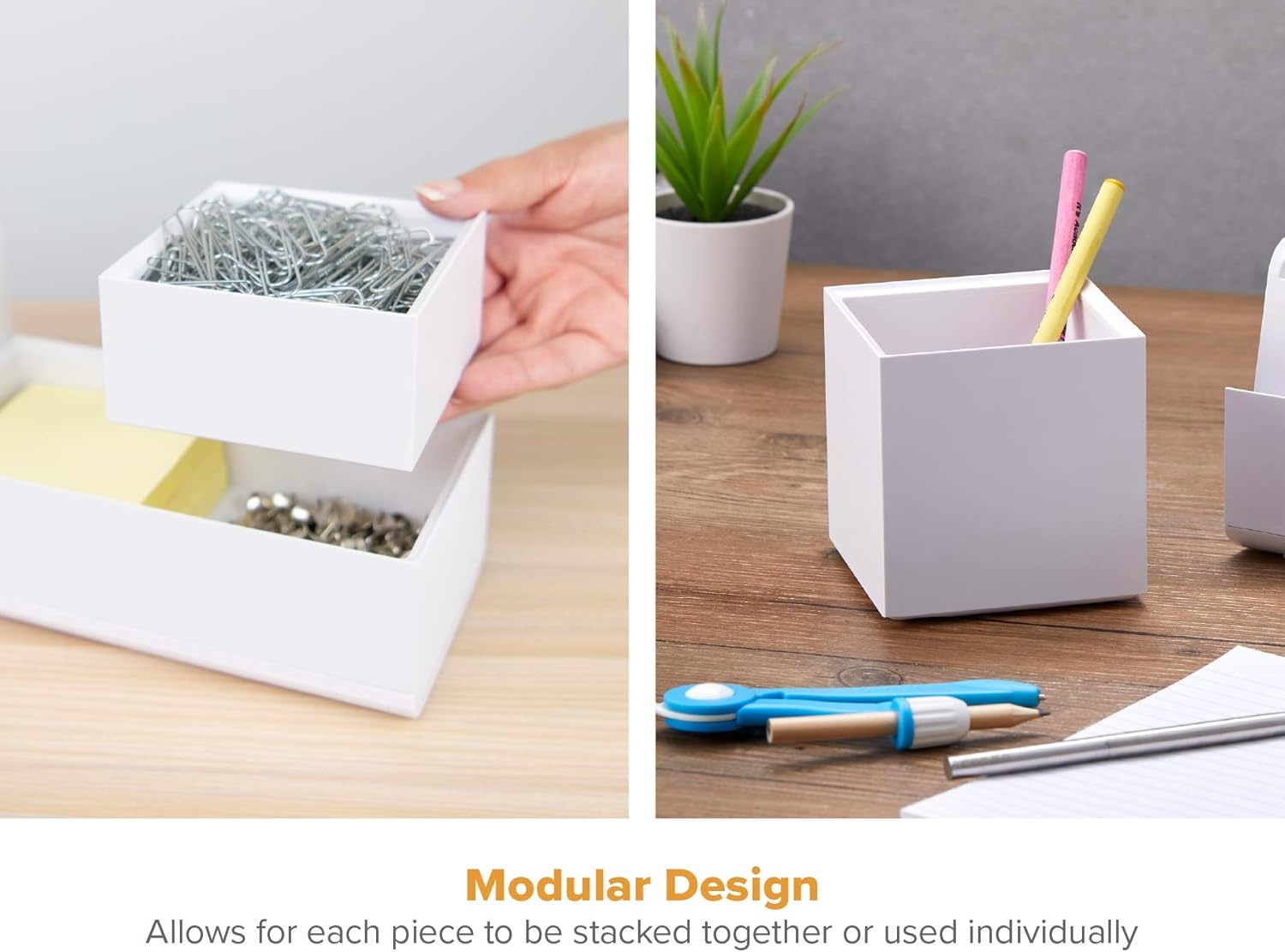 image:imageBostitch Office Konnect Pencil Cup Desk Organizer Pen Cup 2Pack BlackWhite