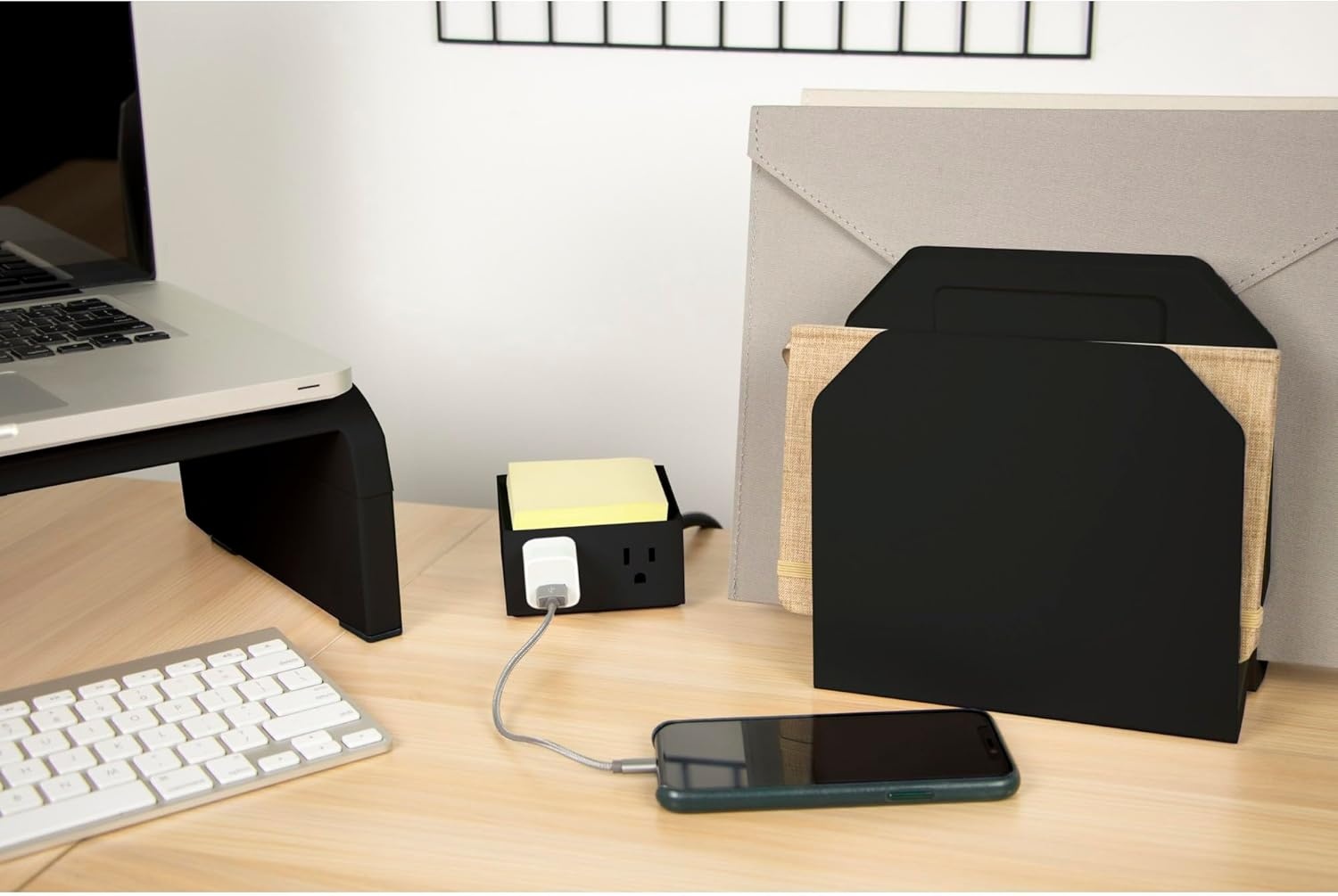 image:imageBostitch Office Konnect Power Hub Two Outlets Charging Station for Desktop Shallow Tray Top Black