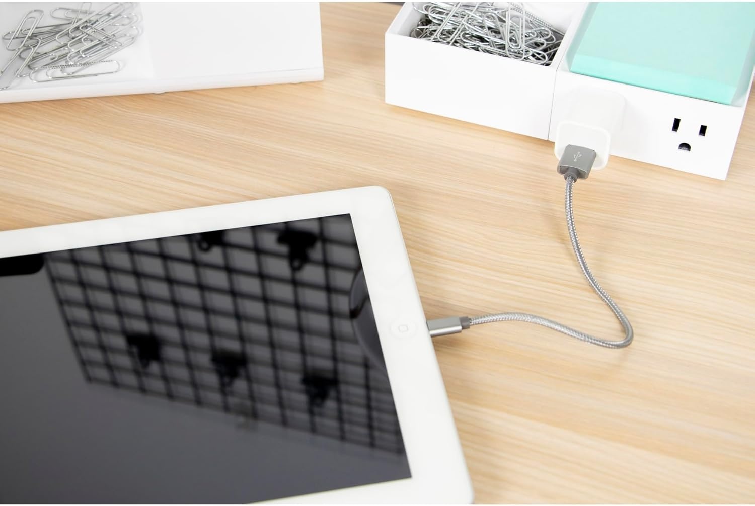 image:imageBostitch Office Konnect Power Hub Two Outlets Charging Station for Desktop Shallow Tray Top White