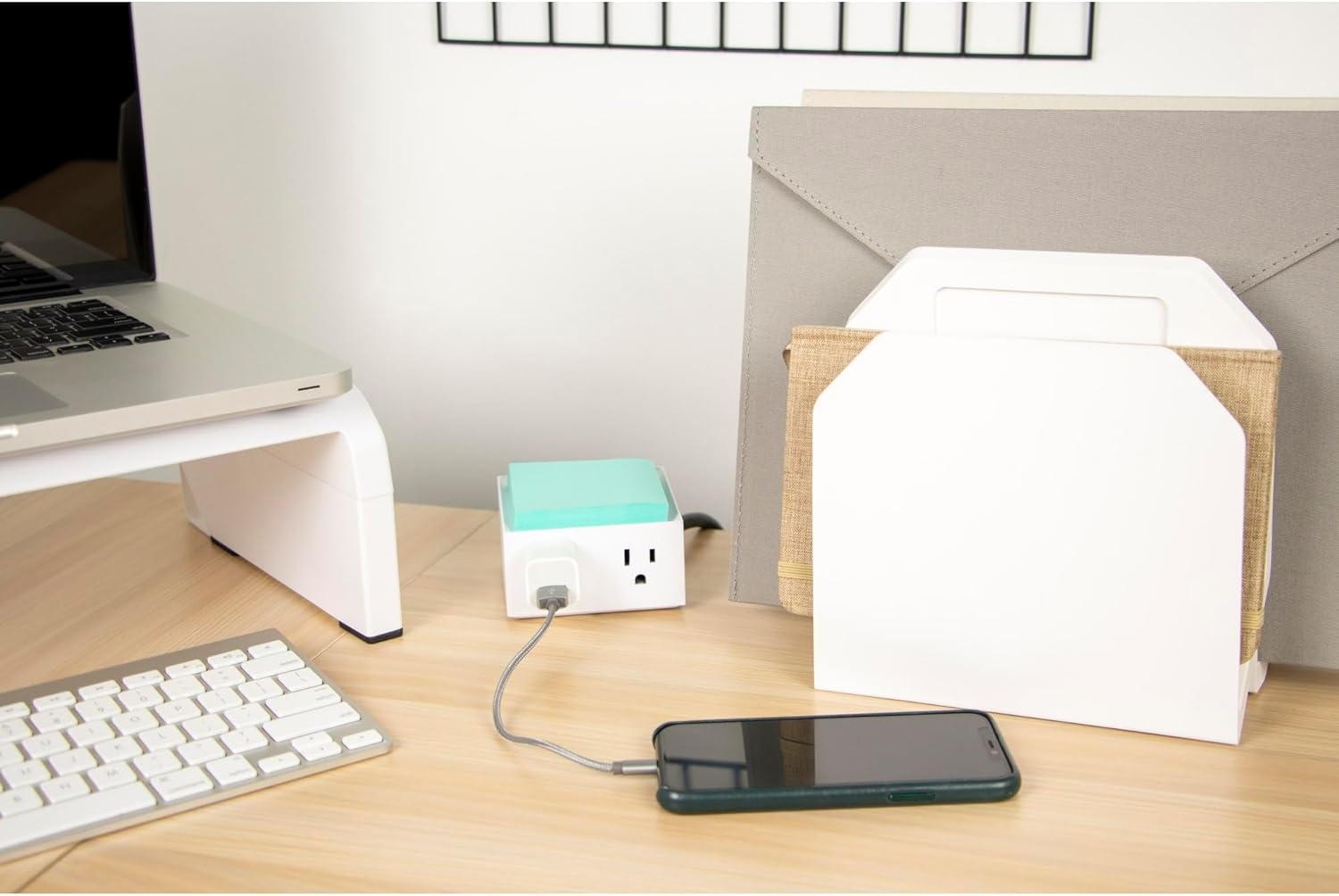image:imageBostitch Office Konnect Power Hub Two Outlets Charging Station for Desktop Shallow Tray Top White