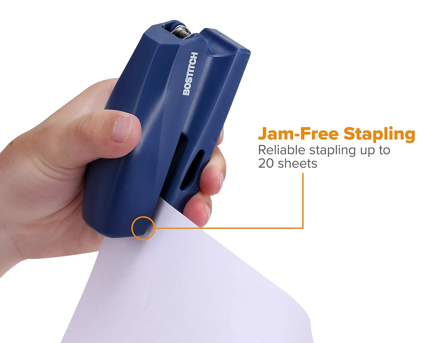 image:imageBostitch Office 20 Sheet Stapler Includes 210 Staples Small Stapler Size Fits into The Palm of Your Hand Blue KTB150BLUE