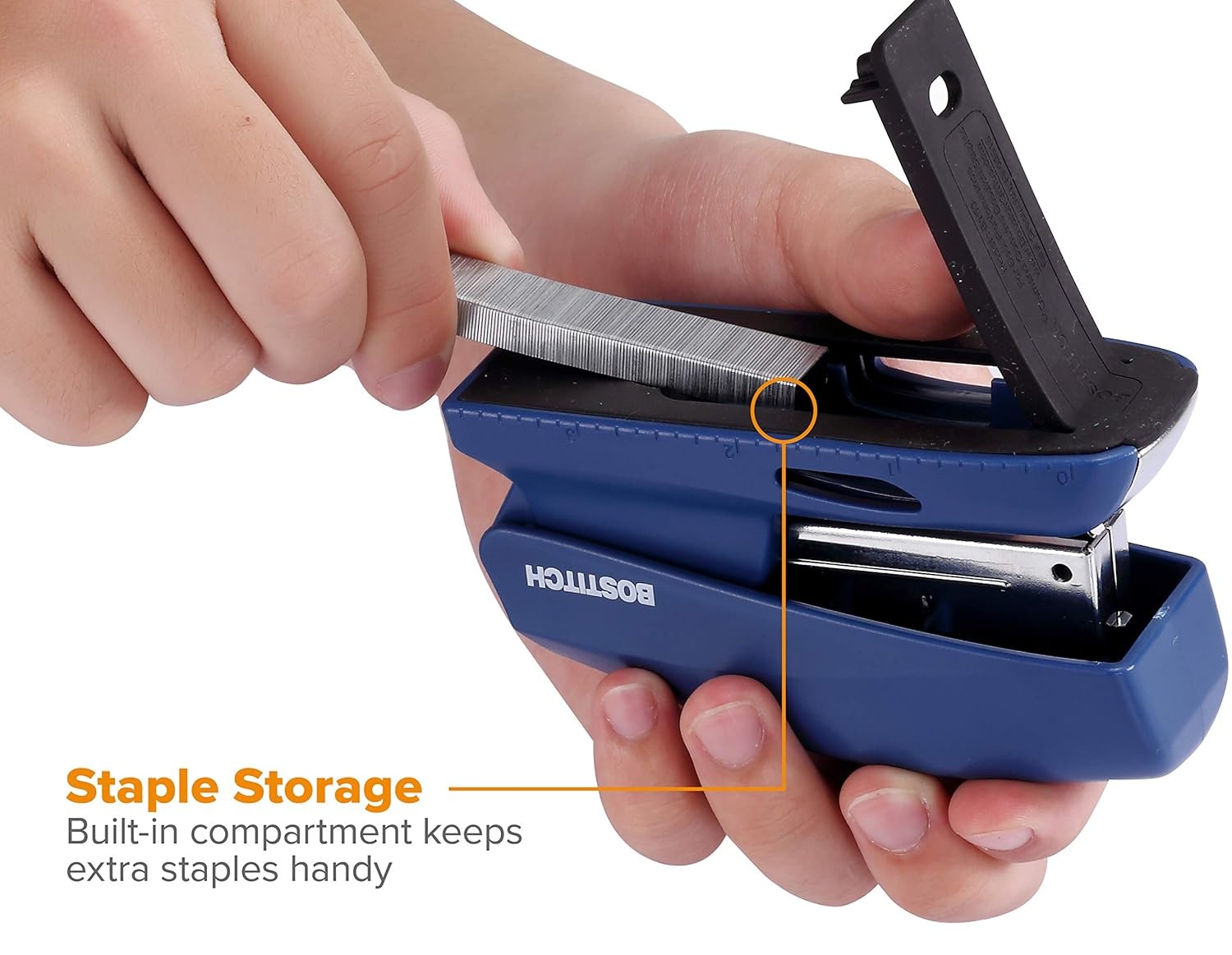 image:imageBostitch Office 20 Sheet Stapler Includes 210 Staples Small Stapler Size Fits into The Palm of Your Hand Blue KTB150BLUE