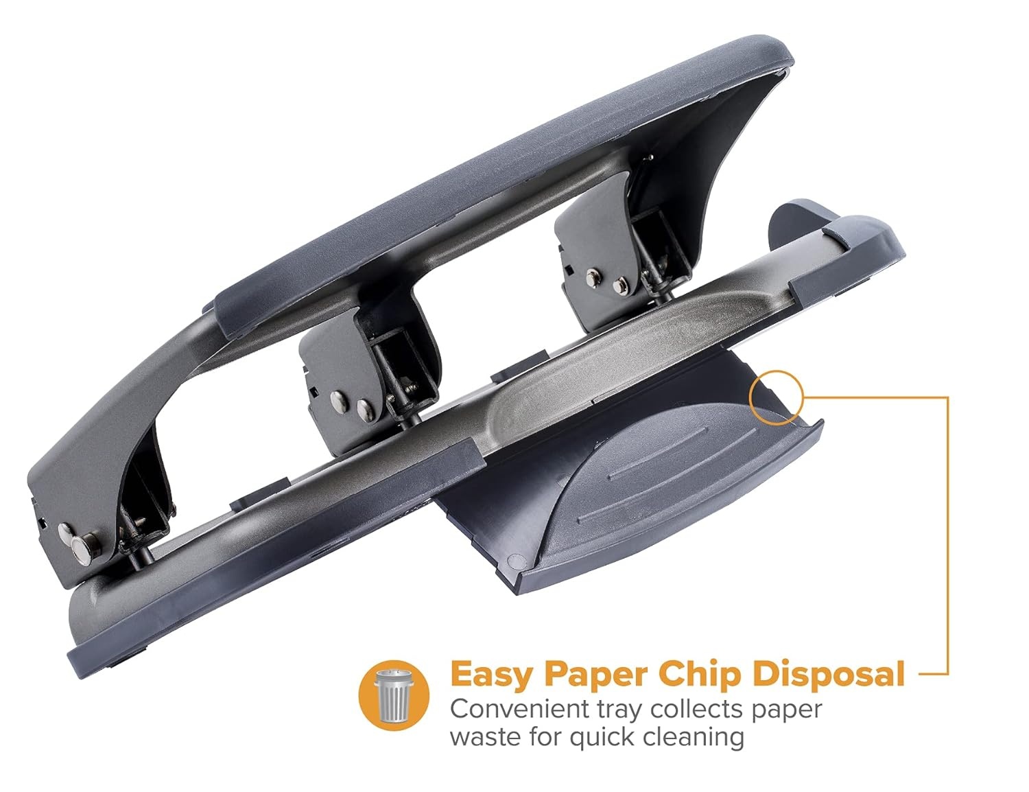 image:imageBostitch Office EZ Squeeze Heavy Duty 3Hole Punch for Home Office amp School 40Sheet Capacity OneTouch Reduced Force Sleek Black DesignGray