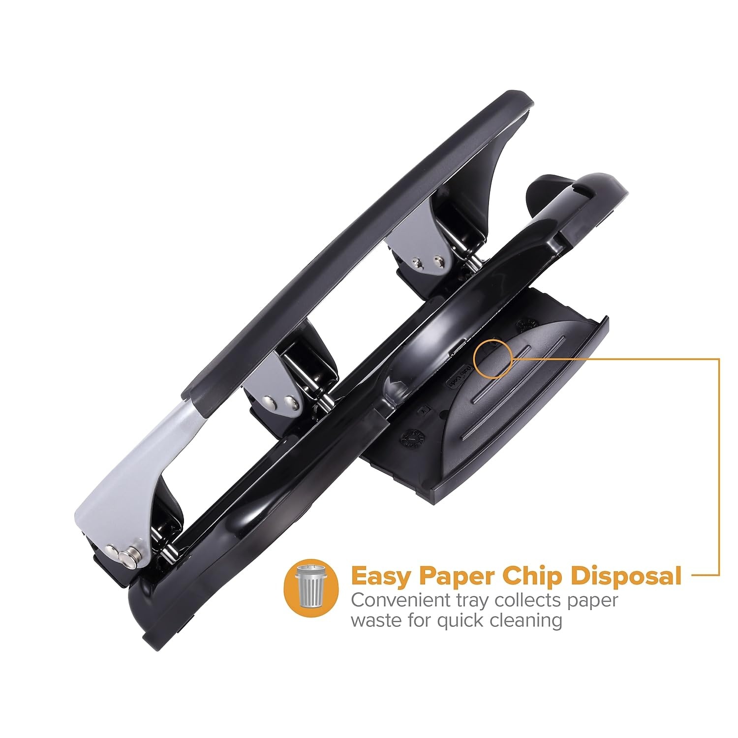 image:imageBostitch Office EZ Squeeze Heavy Duty 3Hole Punch for Home Office amp School 40Sheet Capacity OneTouch Reduced Force Sleek Black DesignSilver