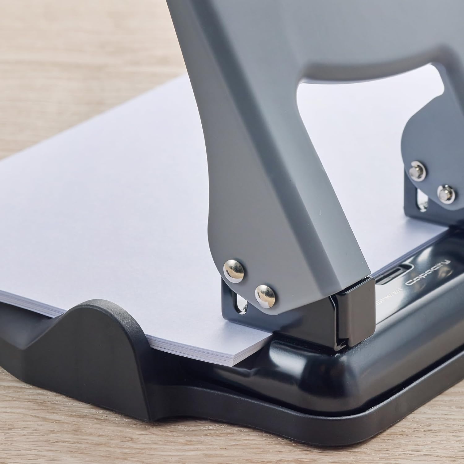image:imageBostitch Office EZ Squeeze Heavy Duty 3Hole Punch for Home Office amp School 40Sheet Capacity OneTouch Reduced Force Sleek Black DesignSlate