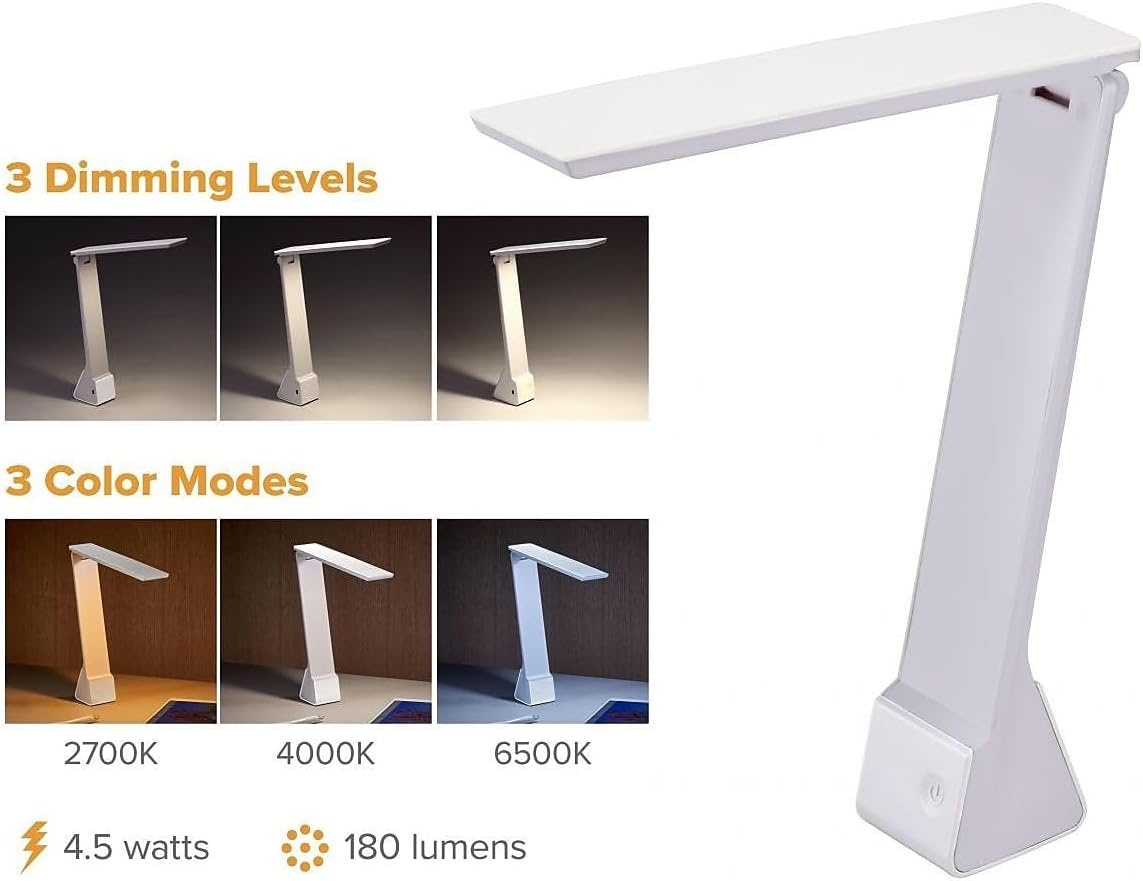 image:imageBostitch Office Rechargeable Battery Led Desk Lamp 3 Color Temperatures Flip Open Gray KTVLED1810GRAYWhite