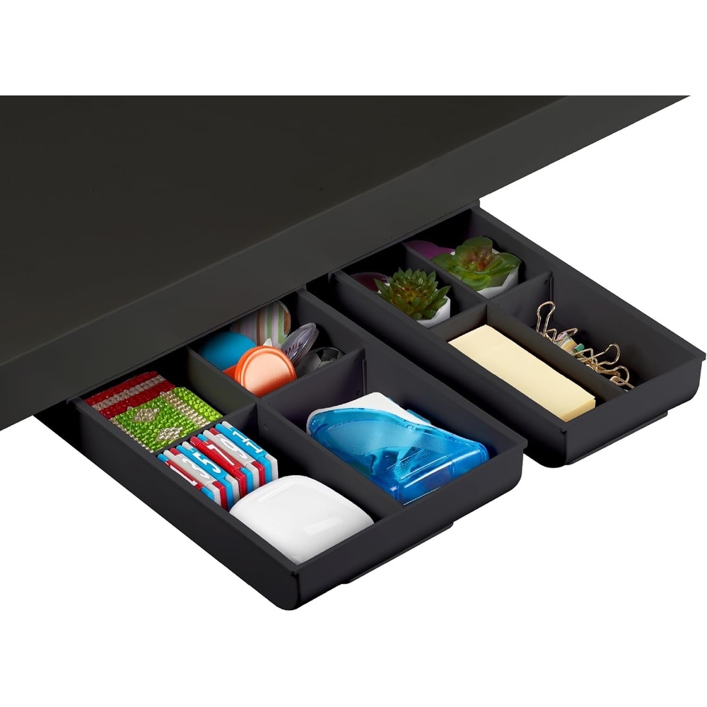 image:imageBostitch Konnect Under Desk Drawer SelfAdhesive Slide Out Storage Organizer with 4 Customizable Dividers 2PackBlack
