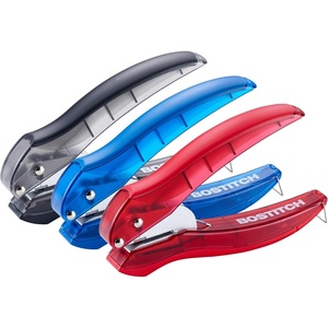 image:imageBostitch EZ Squeeze Hole Punch  3Pack Single Hole Punch 10 Sheet Capacity Ideal for Kids and Adults Black Red and Blue