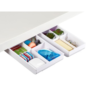 image:imageBostitch Konnect Under Desk Drawer SelfAdhesive Slide Out Storage Organizer with 4 Customizable Dividers 2PackWhite