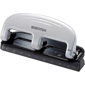 image:imageBostitch Office EZ Squeeze 20 Sheet Standard 3 Hole Punch Metal Construction SilverBlack HP20Silver