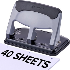 image:imageBostitch Office EZ Squeeze Heavy Duty 3Hole Punch for Home Office amp School 40Sheet Capacity OneTouch Reduced Force Sleek Black DesignSlate