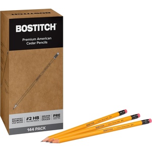 image:imageBostitch Office Premium 2 Pencils American Cedar Wood PreSharpened HB Graphite 144Pack1 Count Pack of 144