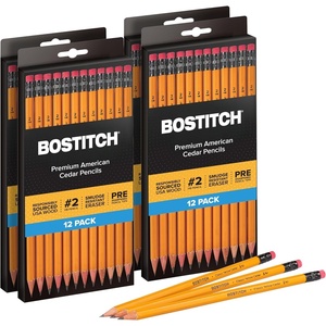 image:imageBostitch Office Premium 2 Pencils American Cedar Wood PreSharpened HB Graphite 144Pack1 Count Pack of 48
