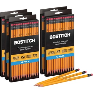 image:imageBostitch Office Premium 2 Pencils American Cedar Wood PreSharpened HB Graphite 144Pack1 Count Pack of 60