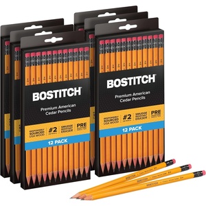 image:imageBostitch Office Premium 2 Pencils American Cedar Wood PreSharpened HB Graphite 144Pack1 Count Pack of 72