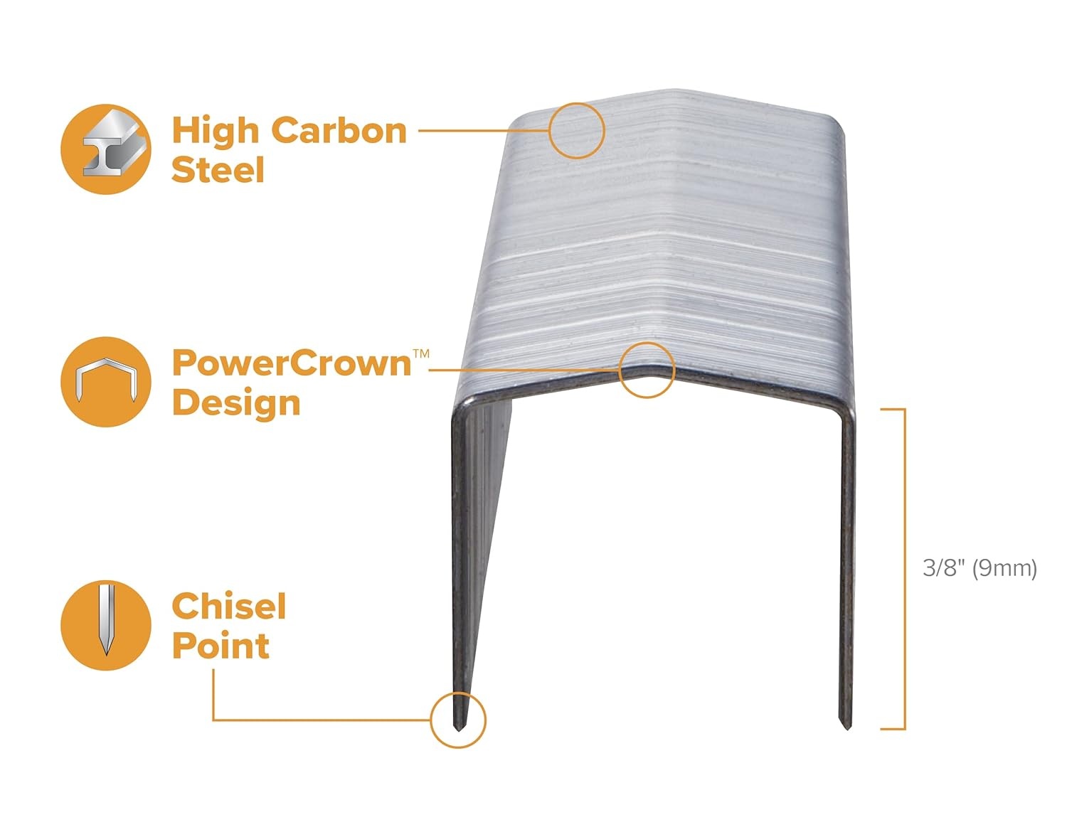 image:imageBostitch Office B8 PowerCrown Staples 0375 Inch Leg 45 Sheet Capacity 5000 Per Box STCR211538 Silver38 5 000 Staples Pack of 2