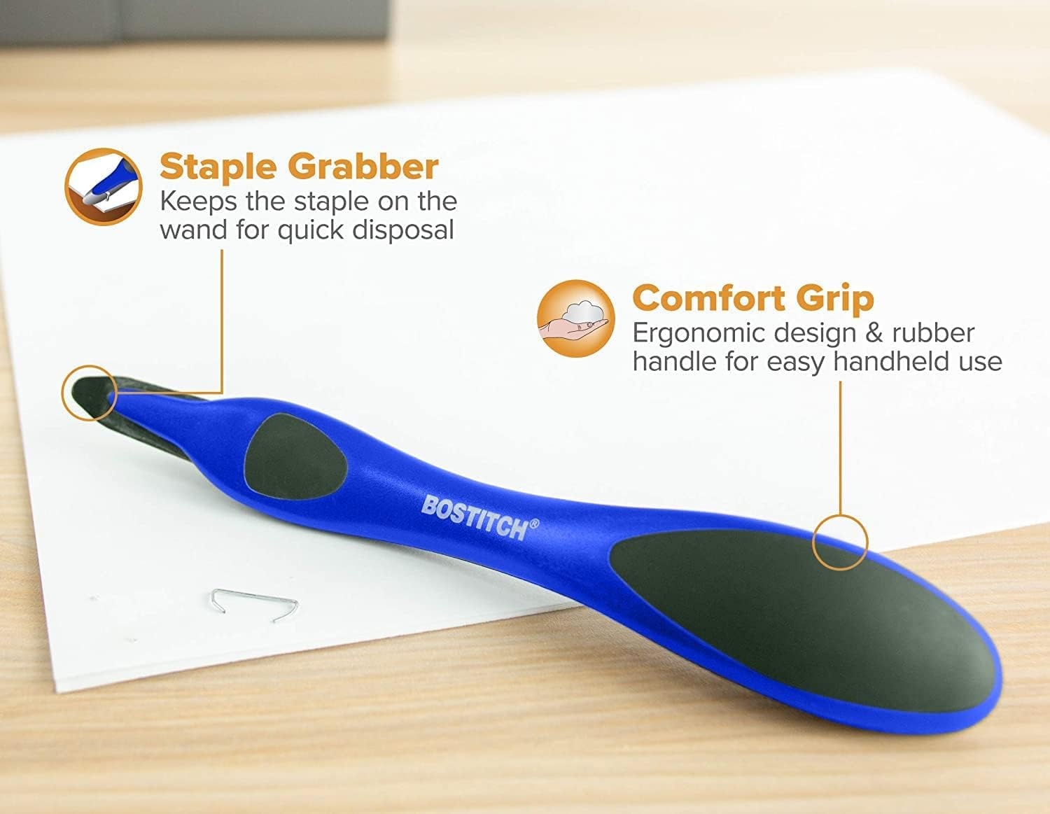 image:imageBostitch Office Professional Magnetic Easy Staple Remover Tool 3 Pack Blue Colored Staple Puller Stick for Office Home amp SchoolBlue