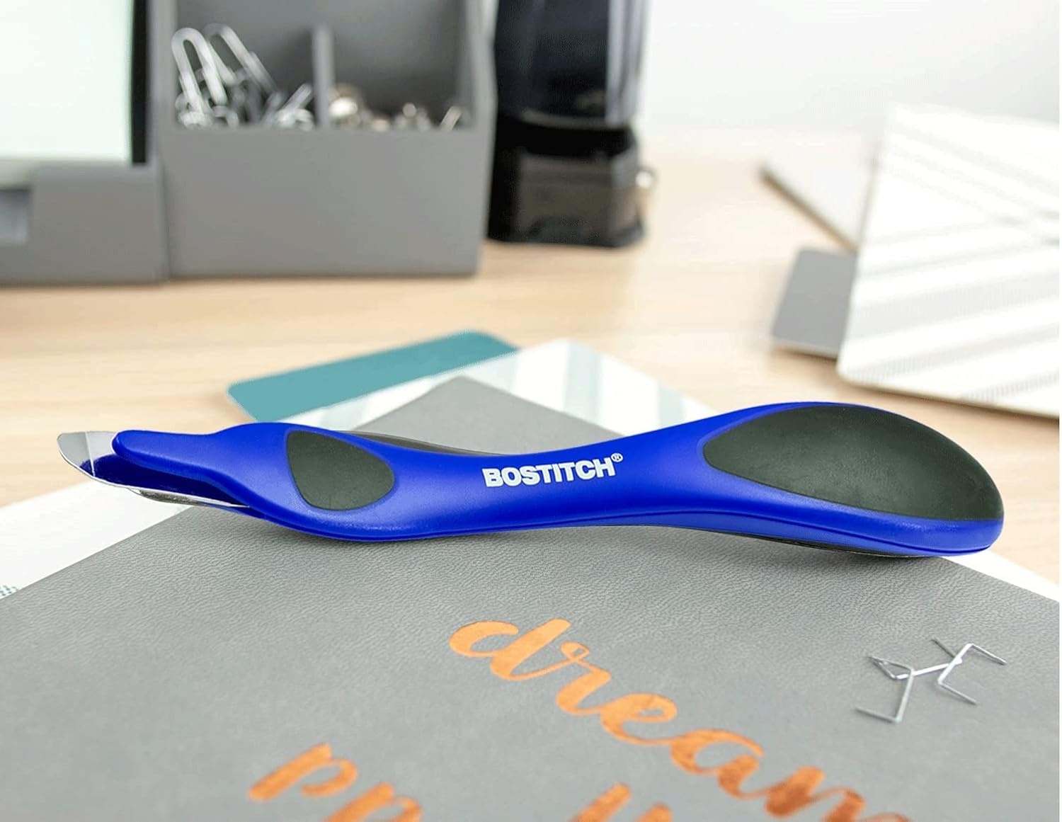 image:imageBostitch Office Professional Magnetic Easy Staple Remover Tool 3 Pack Blue Colored Staple Puller Stick for Office Home amp SchoolBlue