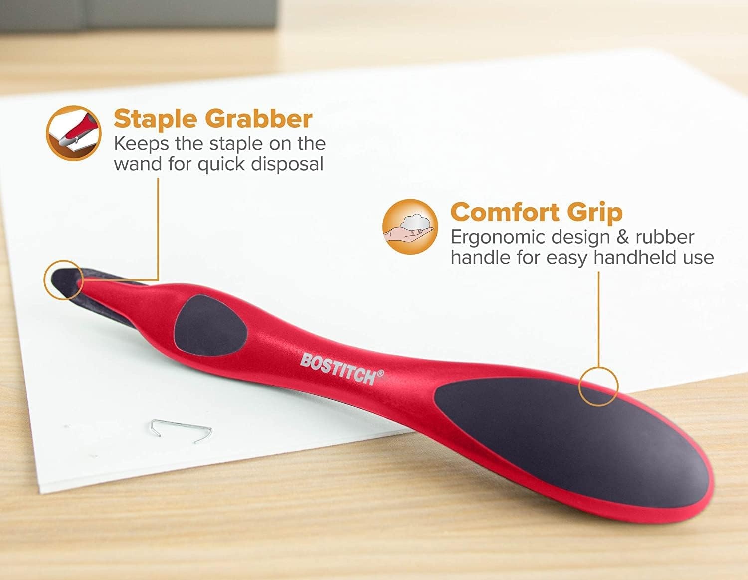 image:imageBostitch Office Professional Magnetic Easy Staple Remover Tool 3 Pack Blue Colored Staple Puller Stick for Office Home amp SchoolRed