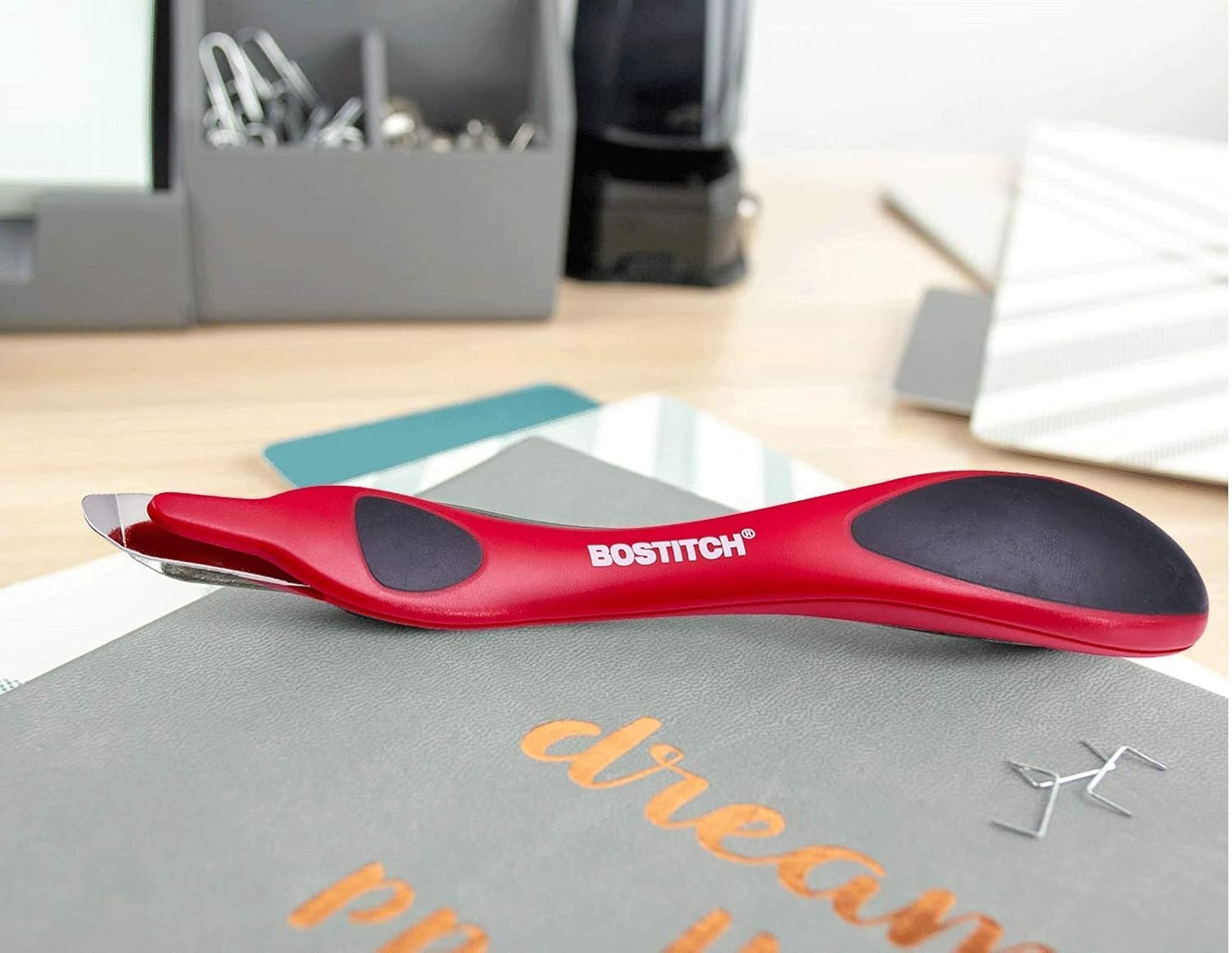 image:imageBostitch Office Professional Magnetic Easy Staple Remover Tool 3 Pack Blue Colored Staple Puller Stick for Office Home amp SchoolRed