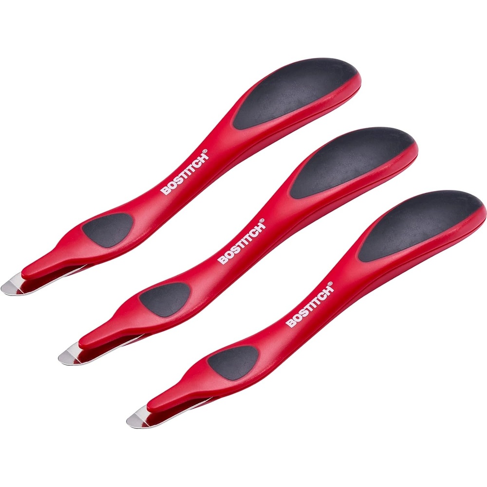 image:imageBostitch Office Professional Magnetic Easy Staple Remover Tool 3 Pack Blue Colored Staple Puller Stick for Office Home amp SchoolRed