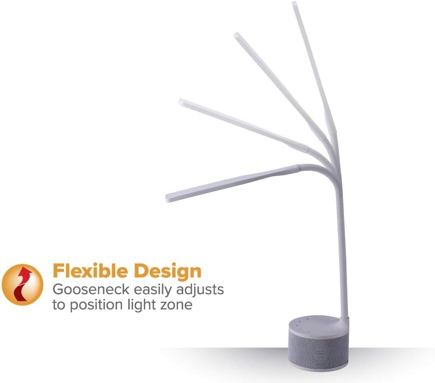 image:imageBostitch Office LED Dimmable Desk Lamp with Bluetooth Speaker amp USB Port Energy Efficient 55W Natural Daylight White VLED1817WHITEBOS