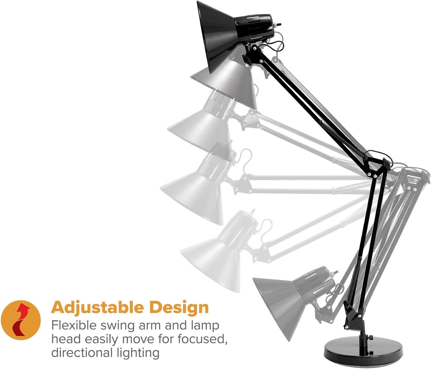 image:imageBostitch Office VLF100 LED Swing Arm Desk Lamp with Clamp Mount 36 Reach Includes LED BulbBlackBase Black