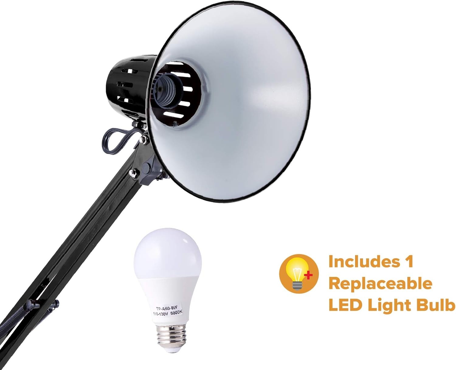 image:imageBostitch Office VLF100 LED Swing Arm Desk Lamp with Clamp Mount 36 Reach Includes LED BulbBlackBase Black