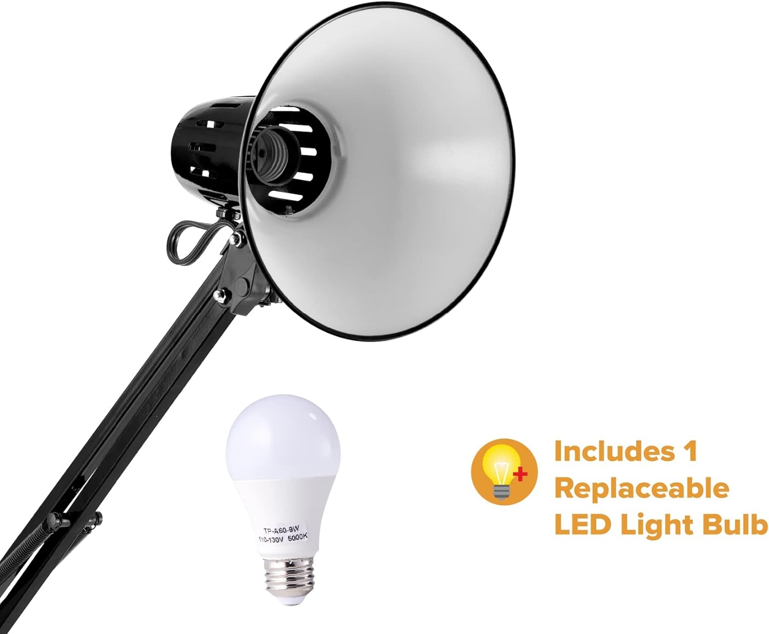 image:imageBostitch Office VLF100 LED Swing Arm Desk Lamp with Clamp Mount 36 Reach Includes LED BulbBlackClamp Black