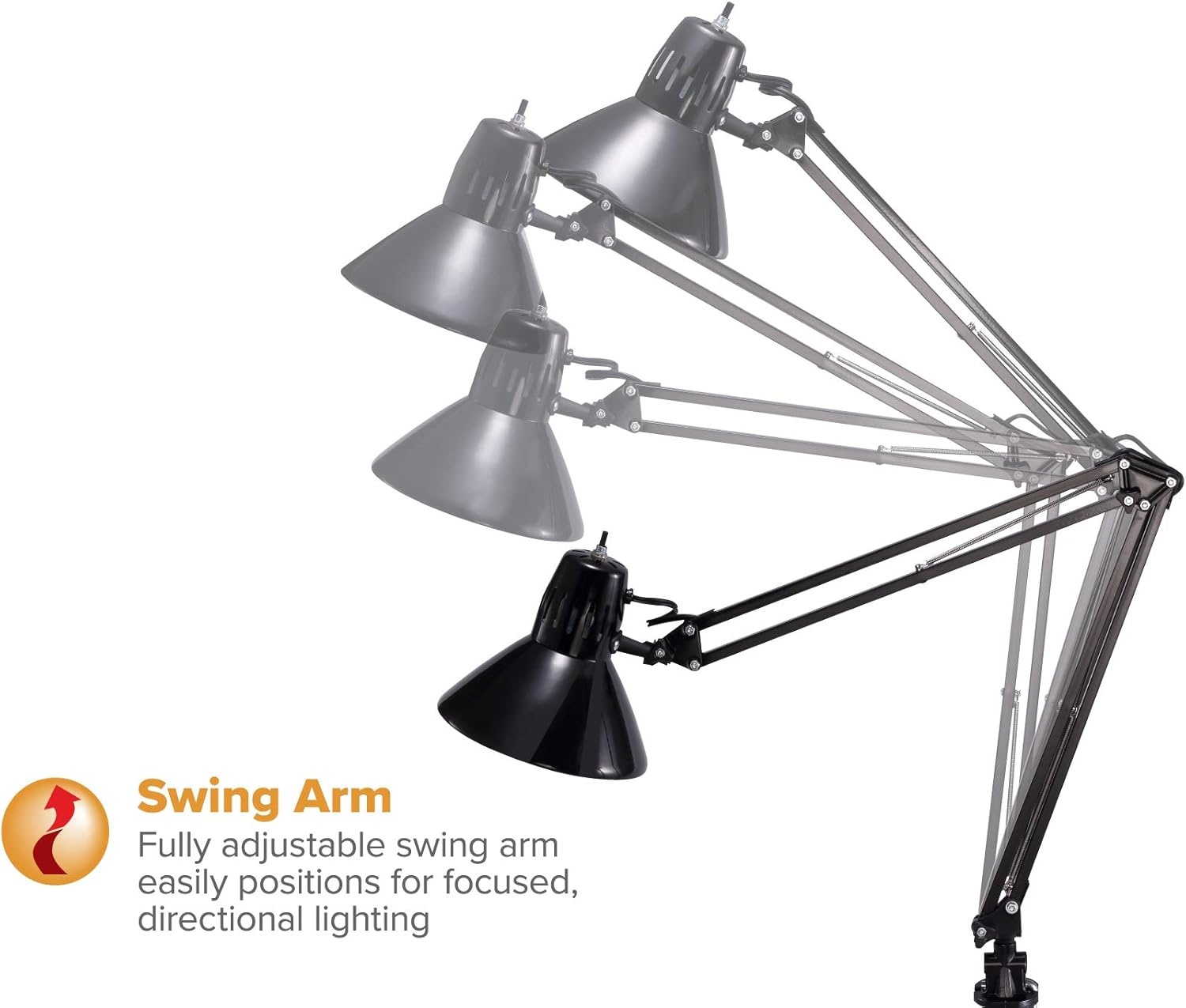 image:imageBostitch Office VLF100 LED Swing Arm Desk Lamp with Clamp Mount 36 Reach Includes LED BulbBlackClamp Black