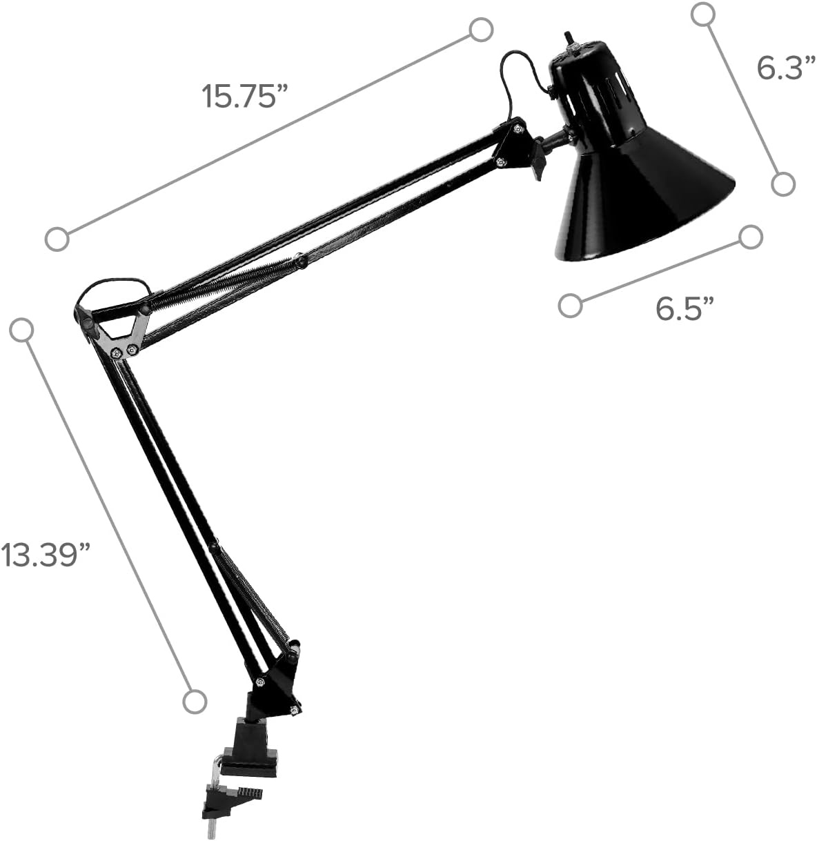 image:imageBostitch Office VLF100 LED Swing Arm Desk Lamp with Clamp Mount 36 Reach Includes LED BulbBlackClamp Black