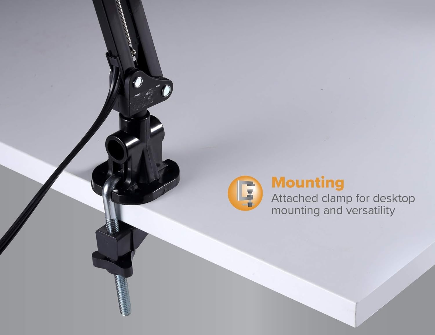 image:imageBostitch Office VLF100 LED Swing Arm Desk Lamp with Clamp Mount 36 Reach Includes LED BulbBlackClamp Black