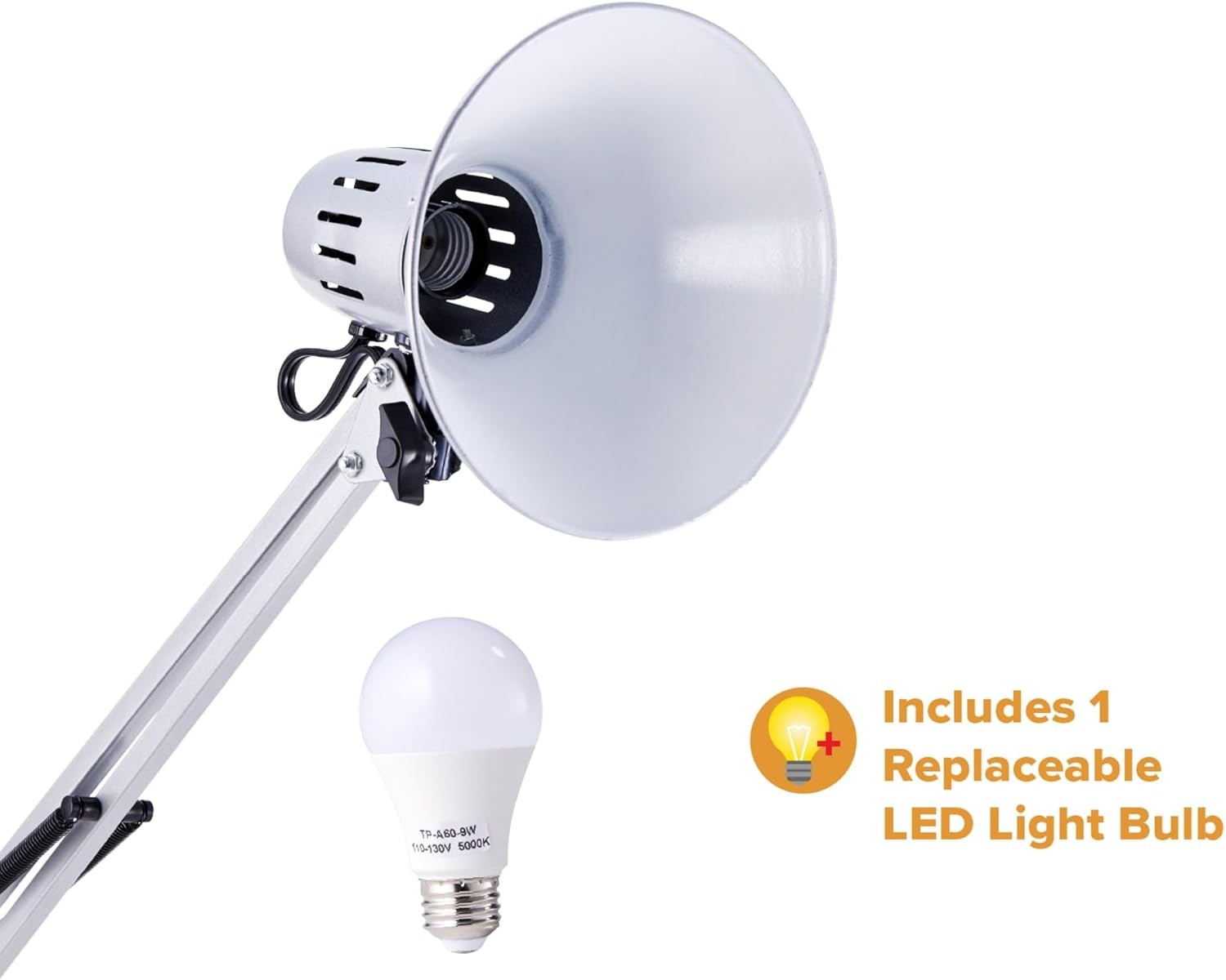 image:imageBostitch Office VLF100 LED Swing Arm Desk Lamp with Clamp Mount 36 Reach Includes LED BulbBlackClamp Silver